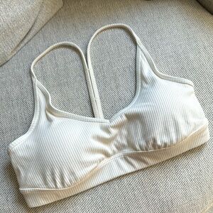 Alo Ribbed Ivory Push Up Sports Bra